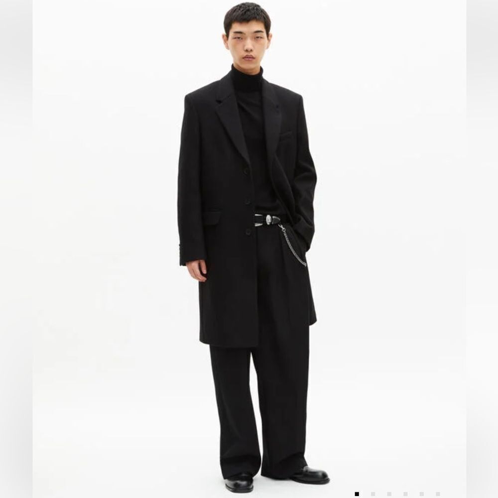 $765 The Kooples BLACK LEATHER LAPEL COLLAR COAT NWT SIZE 48